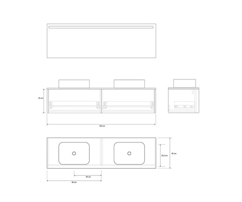 Pack CARCASSONNE blanco + lavabo + espejo LED