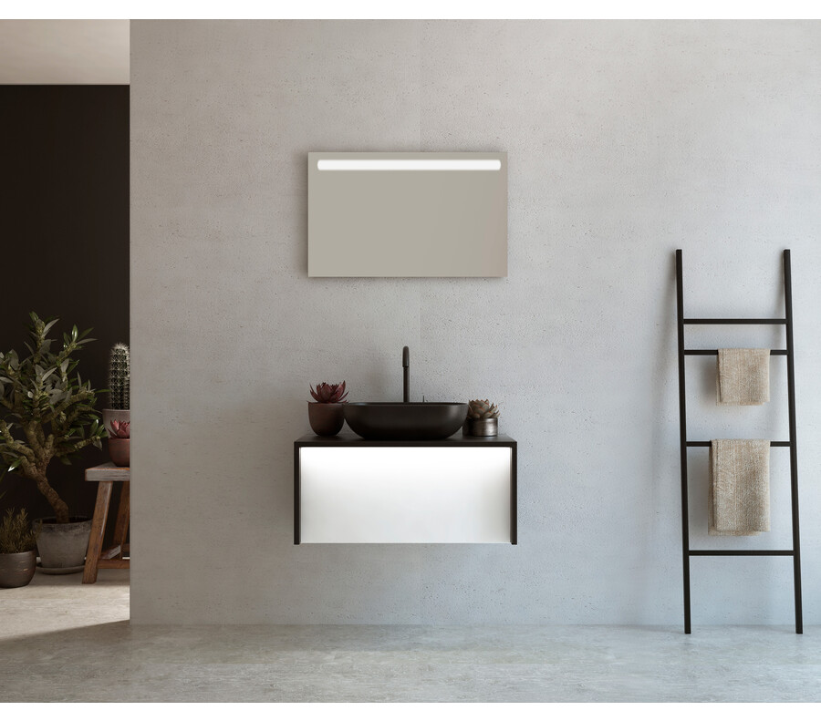 Pack CARCASSONNE negro + lavabo + espejo LED
