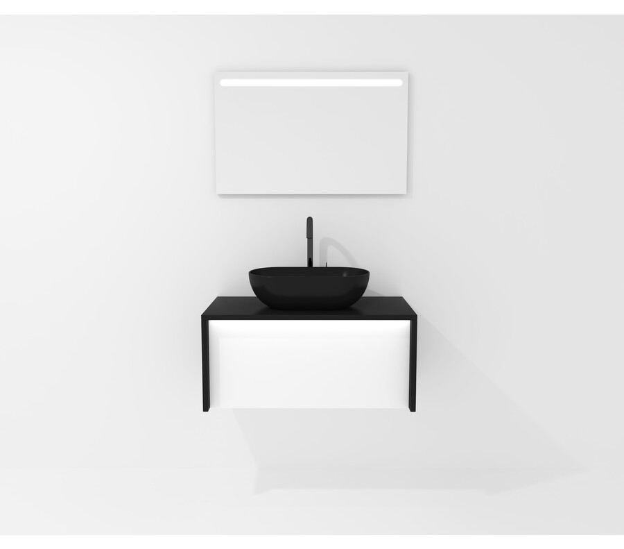 Pack CARCASSONNE negro + lavabo + espejo LED