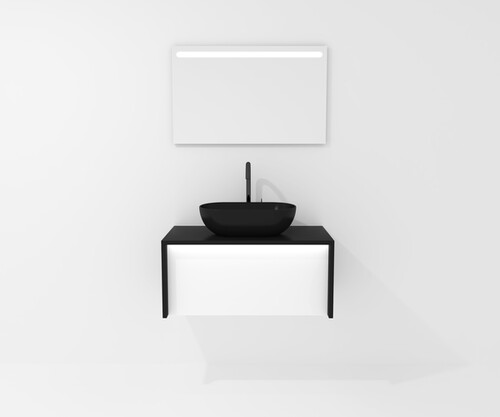 Pack CARCASSONNE negro + lavabo + espejo LED