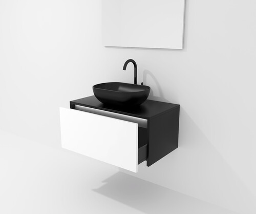 Pack CARCASSONNE negro + lavabo + espejo LED