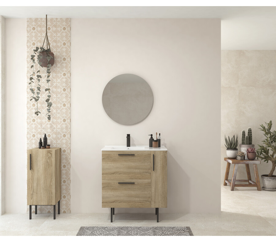 Pack COMMELLES + lavabo + espejo redondo