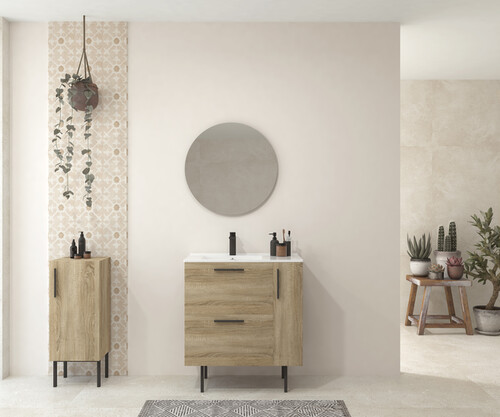 Pack COMMELLES + lavabo + espejo redondo