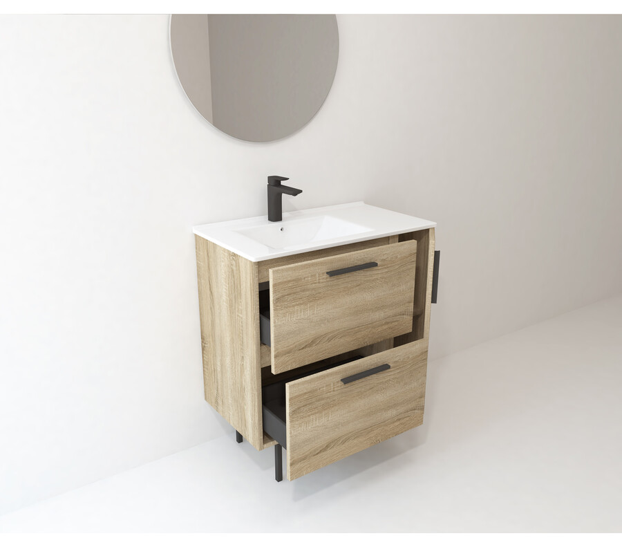 Pack COMMELLES + lavabo + espejo redondo