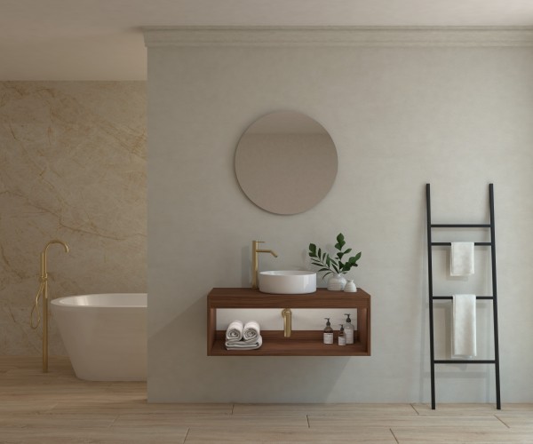 Pack ISÈRE + lavabo + espejo circular