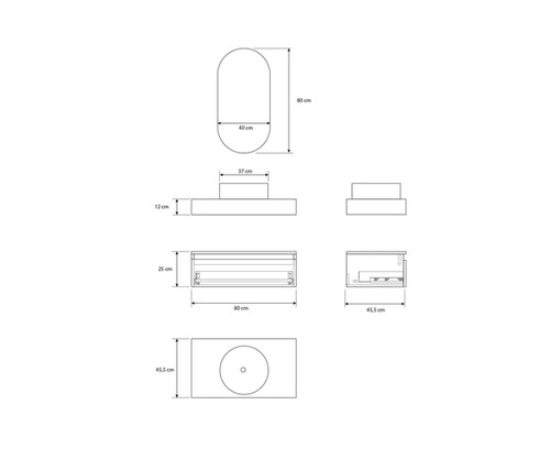 Pack DOMME + encimera Dekton + lavabo + espejo cápsula