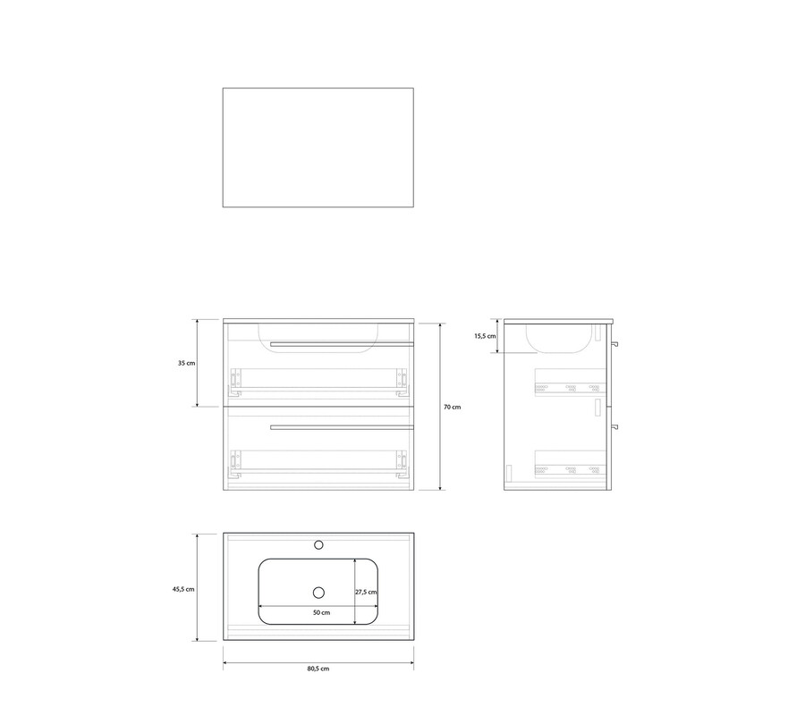 Pack DURANCE 2 cajones + lavabo + espejo LED