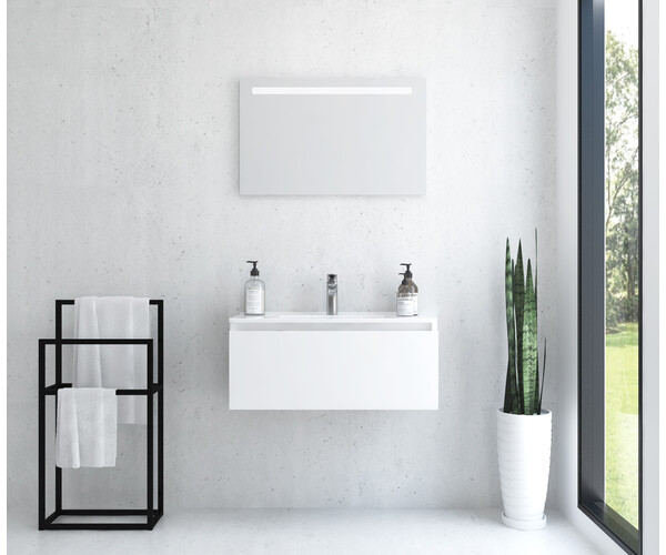 Pack FIN + lavabo profundidad reducida + espejo LED 2