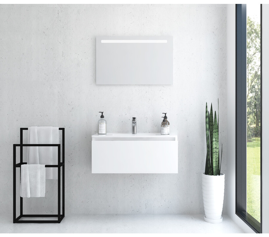 Pack FIN + lavabo profundidad reducida + espejo LED