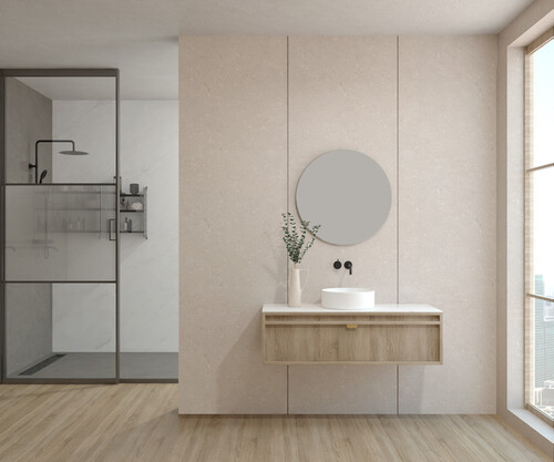 Pack GENEVA + encimera Dekton + lavabo + espejo circular