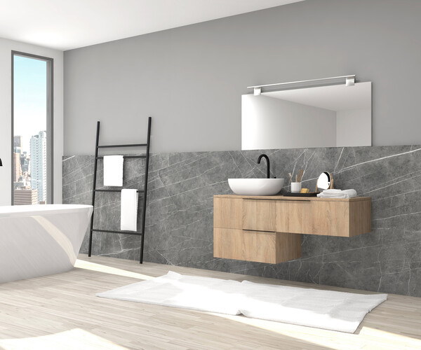Pack GENT roble bardolino 120 cm + lavabo + espejo + foco LED 2