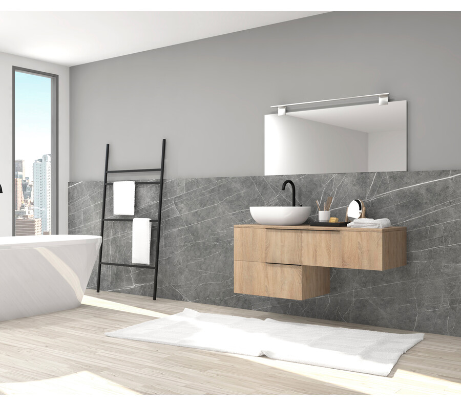 Pack GENT roble bardolino 120 cm + lavabo + espejo + foco LED