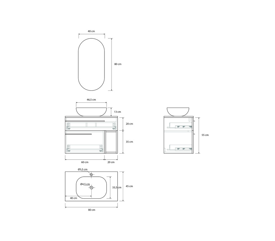 Pack LIBOURNE + lavabo + espejo cápsula