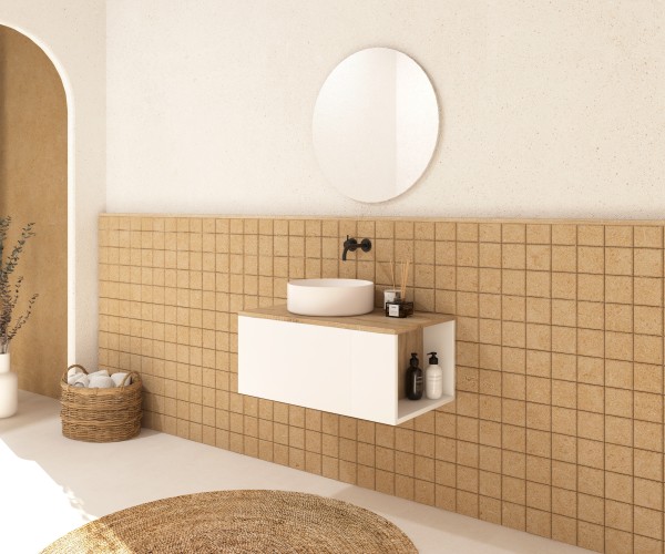 Pack BASTIT 120 cm + lavabo + espejo circular