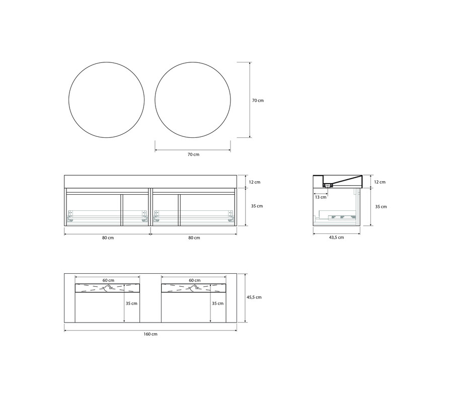 Pack LOIRE + lavabo Dekton + espejo circular