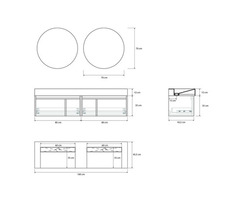 Pack LOIRE + lavabo Dekton + espejo circular
