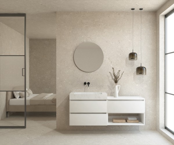 Pack BELCASTEL + lavabo Dekton + espejo circular