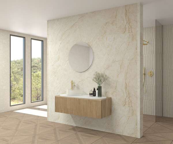 Pack LÉMAN + encimera dekton + lavabo + espejo circular 2