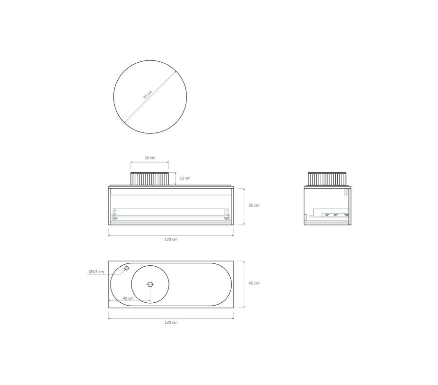 Pack LÉMAN + encimera dekton + lavabo + espejo circular