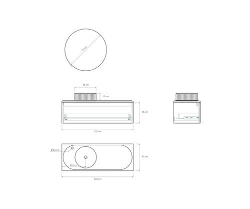 Pack LÉMAN + encimera dekton + lavabo + espejo circular