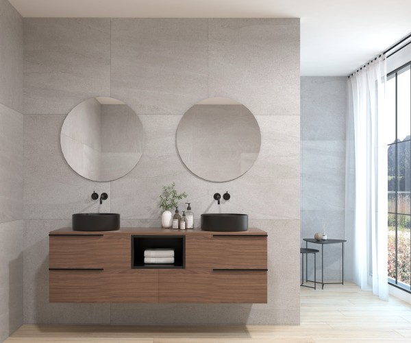 Pack BIGORRE + lavabo negro + espejo circular