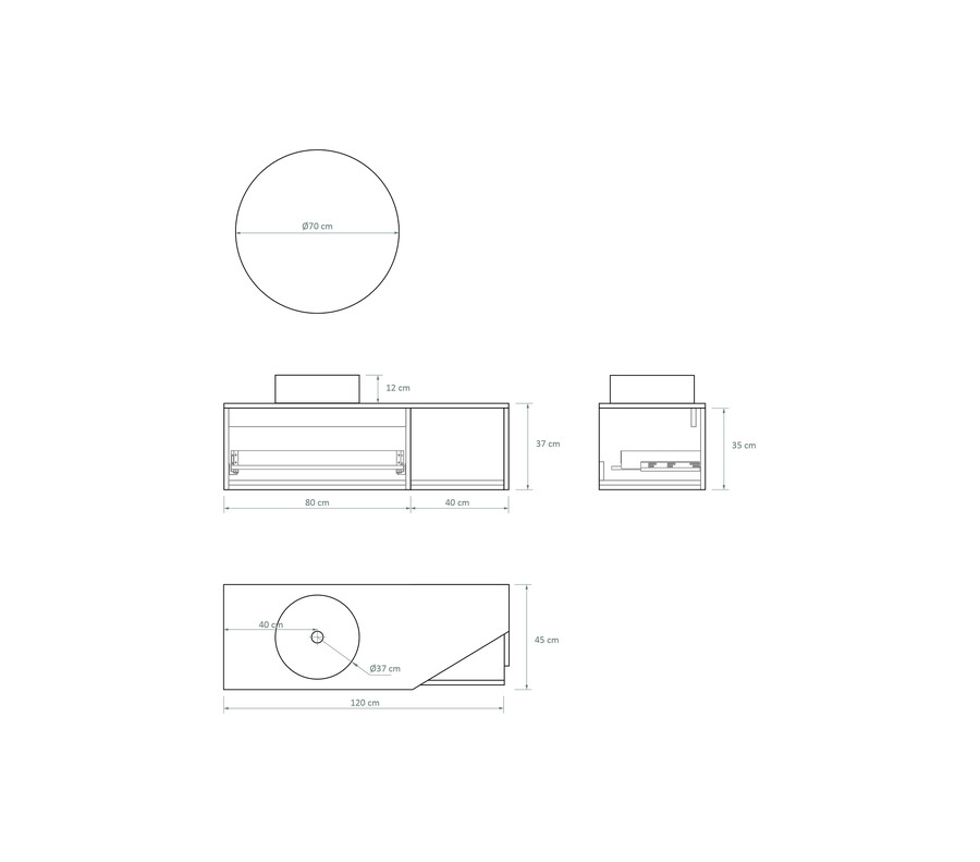 Pack MONTBEL + lavabo + espejo circular