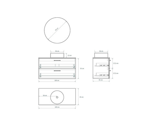 Pack MORLAIX + encimera Dekton + lavabo + espejo circular