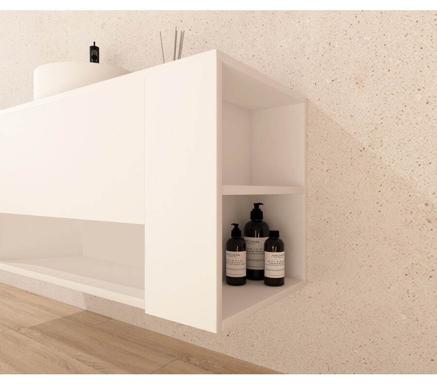 Pack NEIGE roble bardolino 100 cm + lavabo + espejo circular