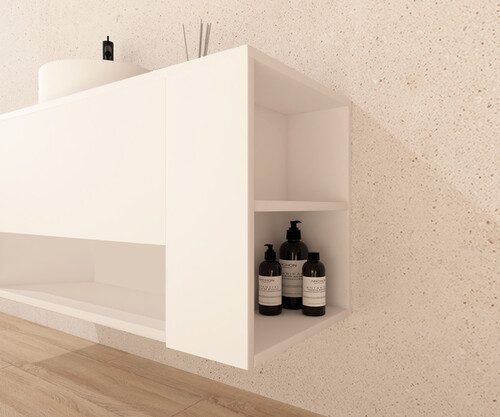 Pack NEIGE roble bardolino 100 cm + lavabo + espejo circular