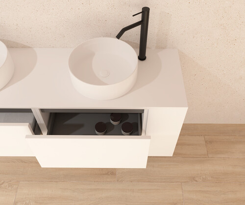 Pack NEIGE roble bardolino 100 cm + lavabo + espejo circular