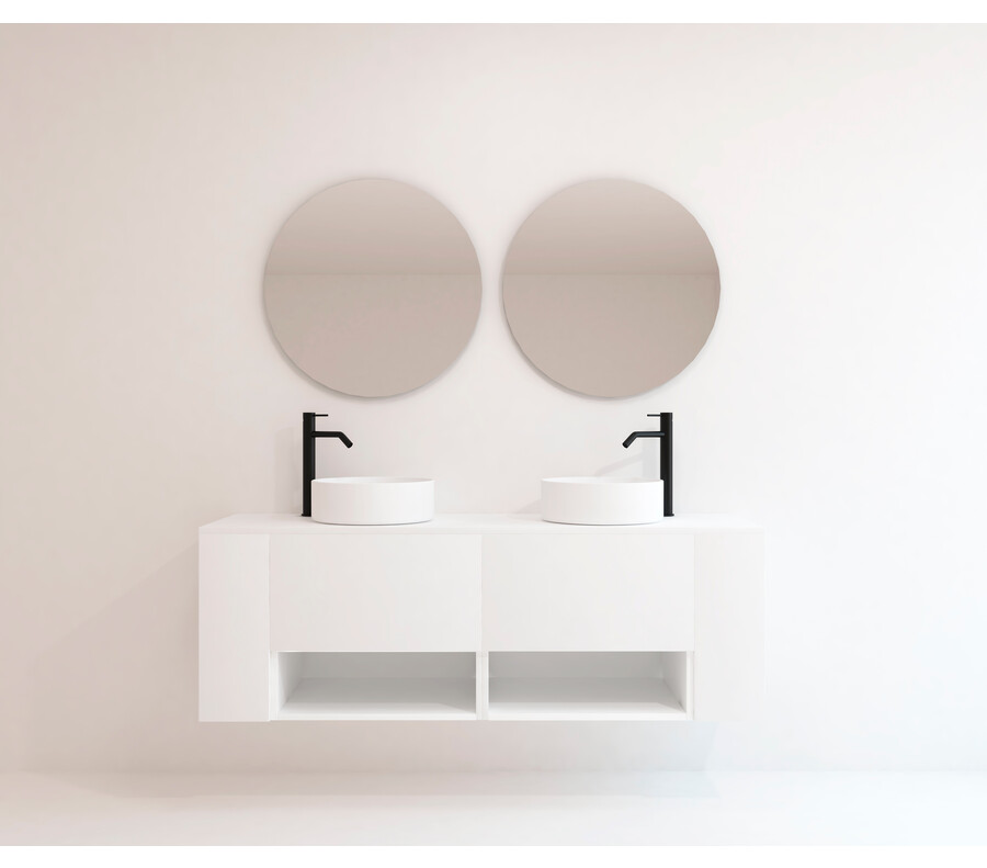 Pack NEIGE roble bardolino 100 cm + lavabo + espejo circular