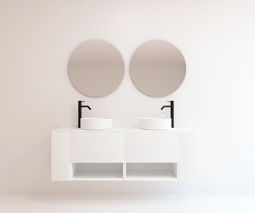 Pack NEIGE roble bardolino 100 cm + lavabo + espejo circular