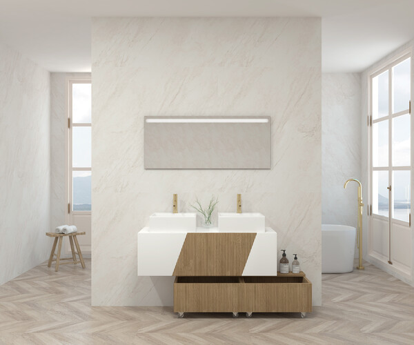 Pack NOU ALSACIA + lavabo + espejo LED + mueble auxiliar 2