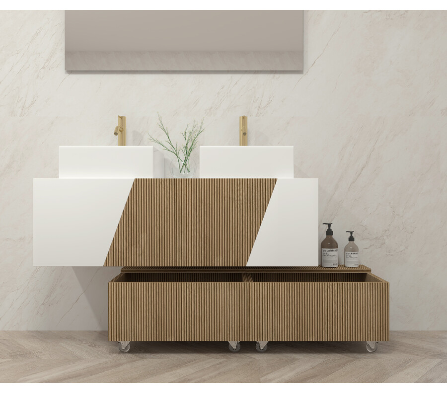 Pack NOU ALSACIA + lavabo + espejo LED + mueble auxiliar