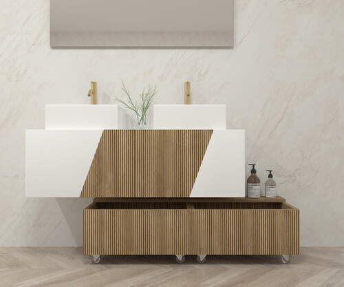 Pack NOU ALSACIA + lavabo + espejo LED + mueble auxiliar