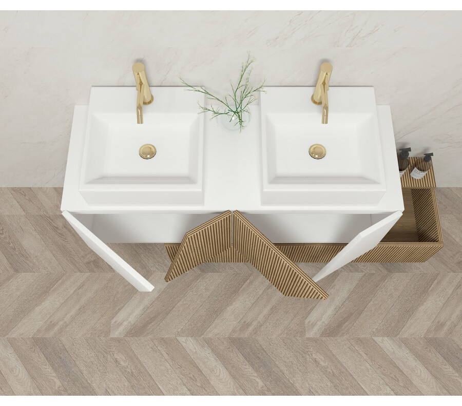 Pack NOU ALSACIA + lavabo + espejo LED + mueble auxiliar