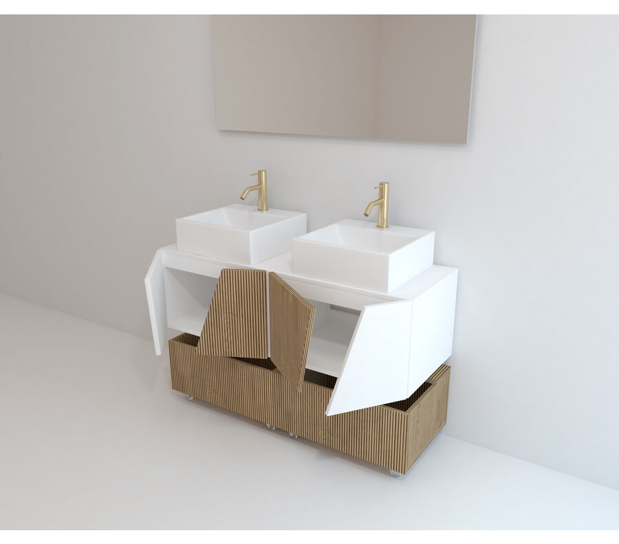 Pack NOU ALSACIA + lavabo + espejo LED + mueble auxiliar