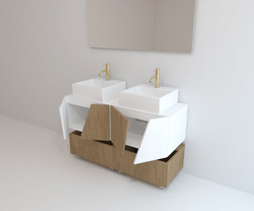 Pack NOU ALSACIA + lavabo + espejo LED + mueble auxiliar