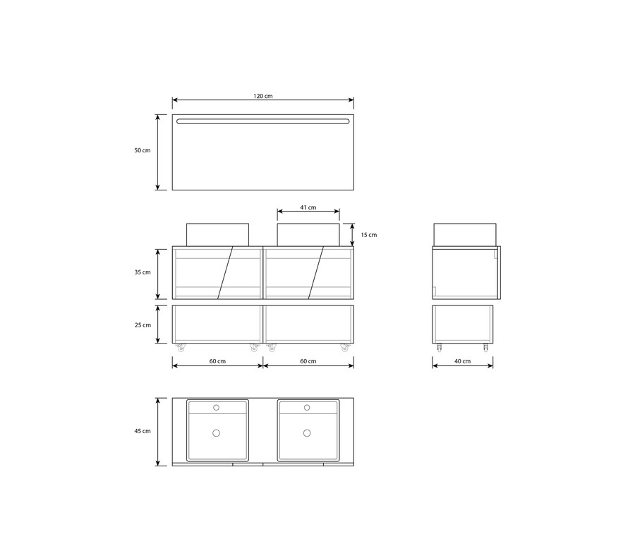 Pack NOU ALSACIA + lavabo + espejo LED + mueble auxiliar