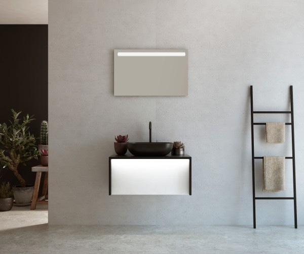 Pack CARCASSONNE negro + lavabo + espejo LED