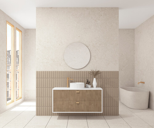 Pack OLETTE + lavabo estriado + espejo circular