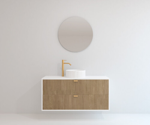 Pack OLETTE + lavabo estriado + espejo circular