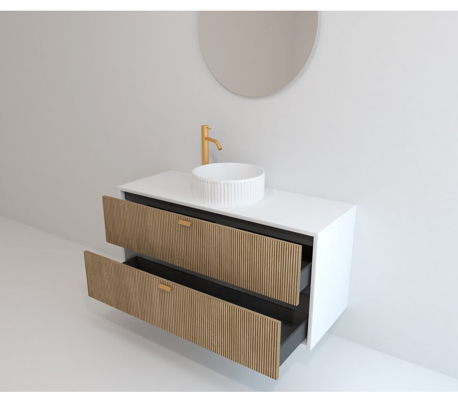 Pack OLETTE + lavabo estriado + espejo circular