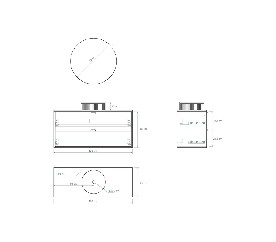Pack OLETTE + lavabo estriado + espejo circular