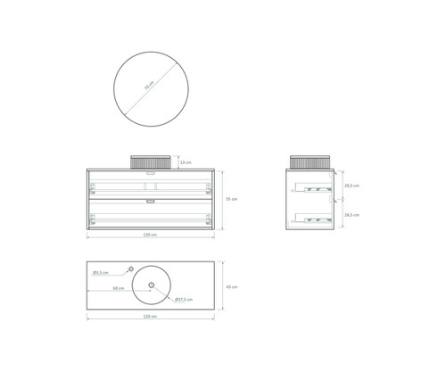 Pack OLETTE + lavabo estriado + espejo circular