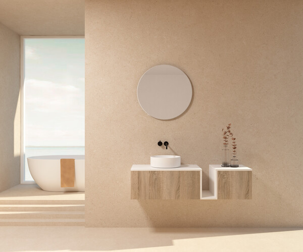Pack POURTET + lavabo + espejo circular 2