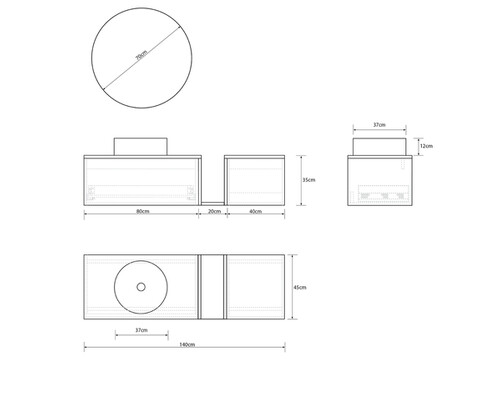 Pack POURTET + lavabo + espejo circular