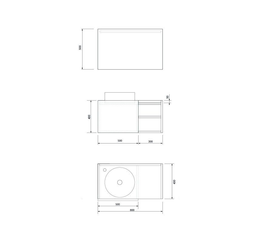 Pack RHÔNE + lavabo + espejo LED