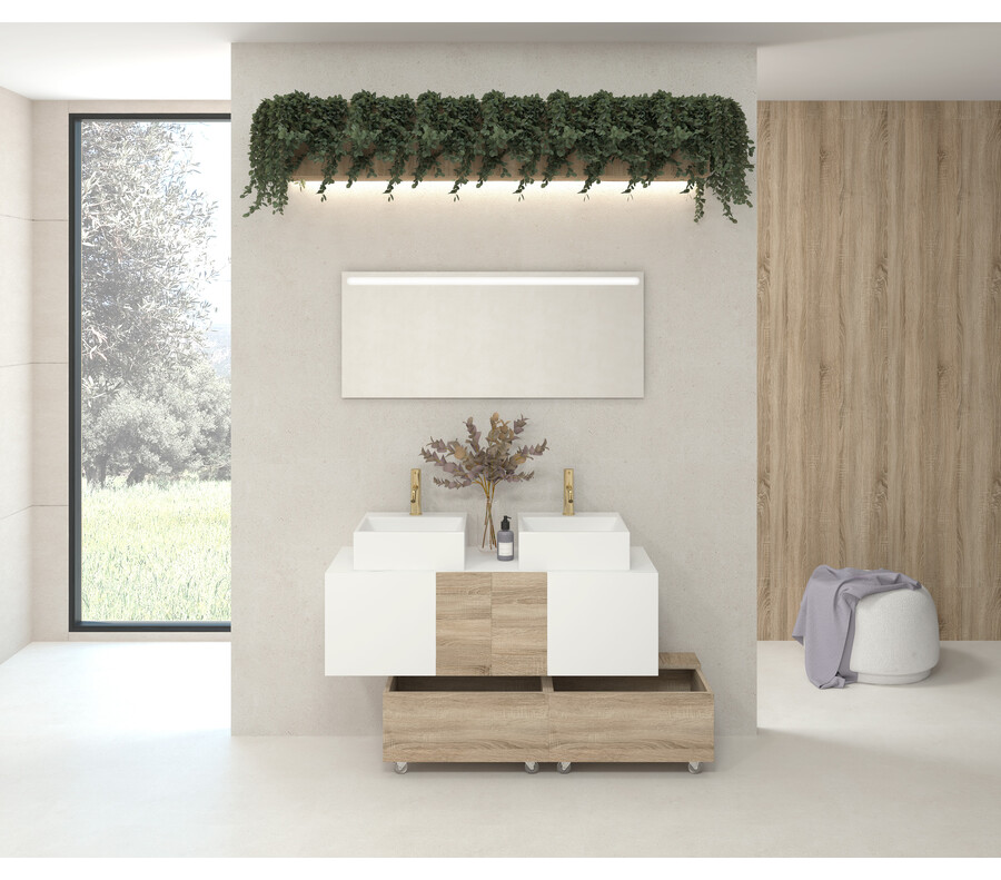 Pack SEZANNE 80 + lavabo + espejo LED + mueble auxiliar