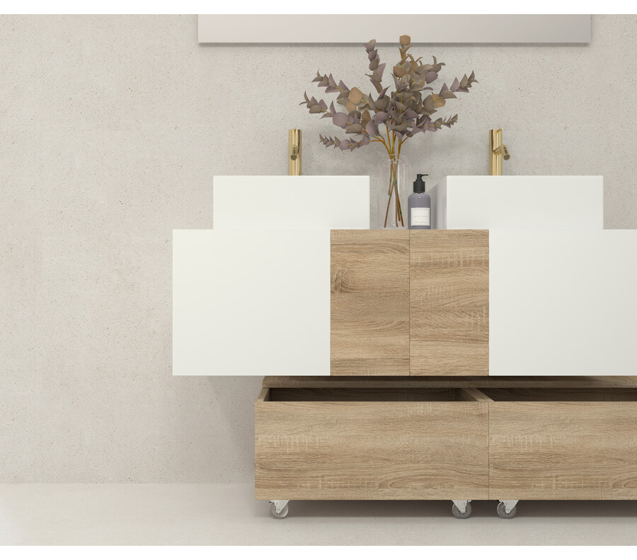 Pack SEZANNE 80 + lavabo + espejo LED + mueble auxiliar